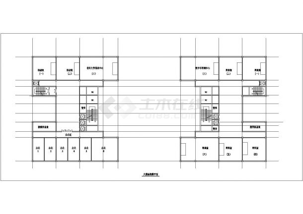 西安市某文化产业园1.7万平米24层办公综合楼平面设计CAD图纸-图二