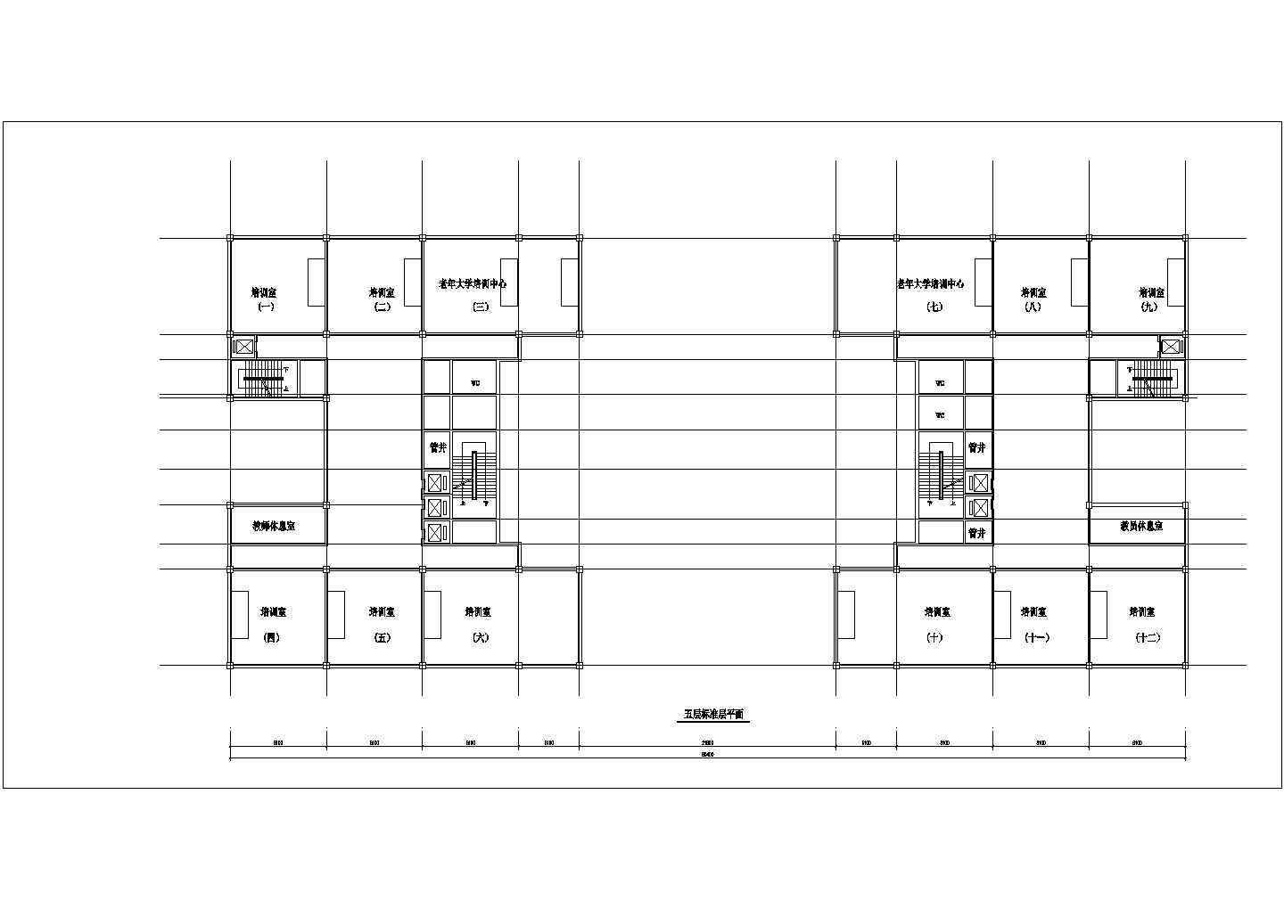 西安市某文化产业园1.7万平米24层办公综合楼平面设计CAD图纸