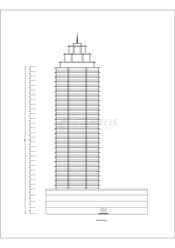 成都市某商业街3.6万平米31层框剪结构商业大厦建筑设计CAD图纸-图一