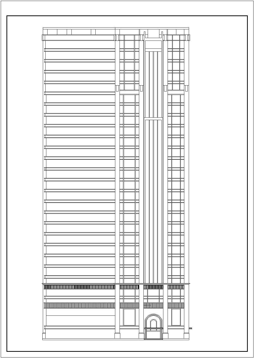 上海某街道5万平米28层框架剪力墙结构商业大厦建筑设计CAD图纸