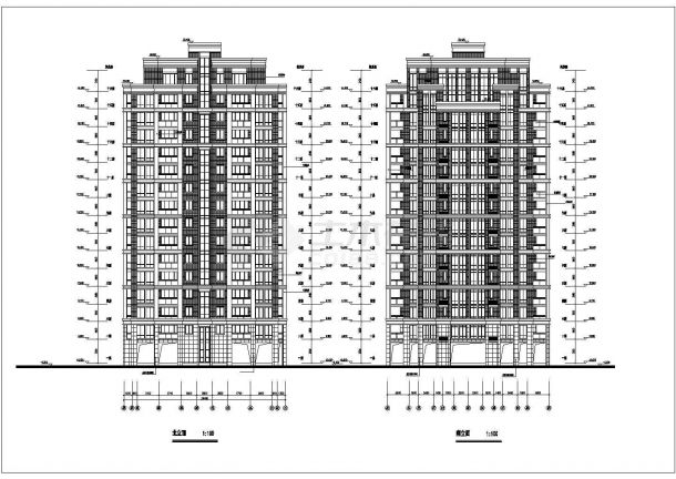 扬州紫桂苑小区16层框架结构公寓住宅楼建筑设计CAD图纸（含机房层）-图一