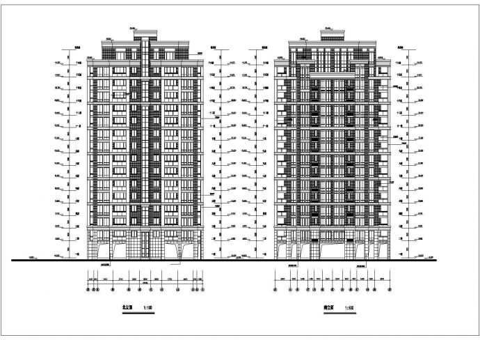 扬州紫桂苑小区16层框架结构公寓住宅楼建筑设计CAD图纸（含机房层）_图1