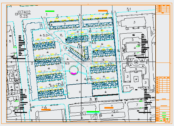 [浙江]某高档小区室外工程给水CAD施工图纸总平面图-图一