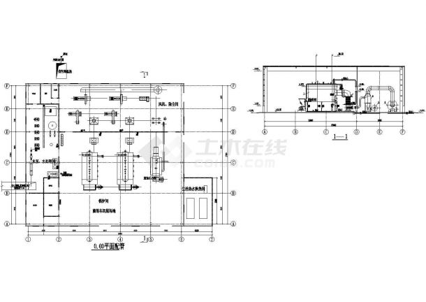 某锅炉房给排水CAD全套设计详细图纸-图二