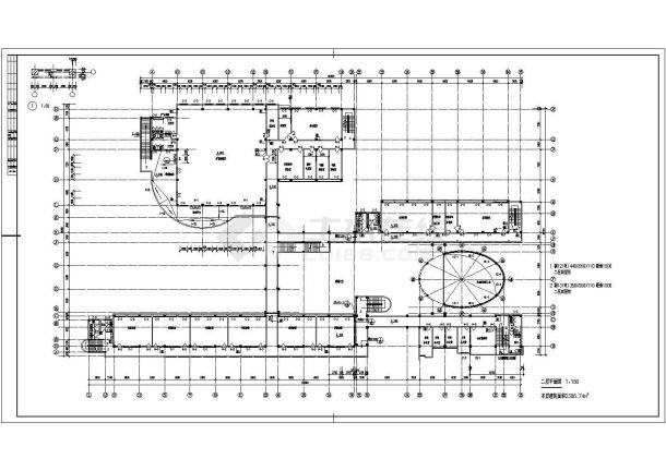 某学校综合楼平面设计cad施工图-图二