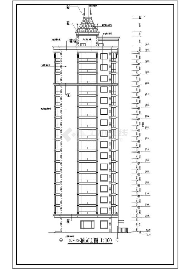 十六层高层商务楼建筑设计图-图一