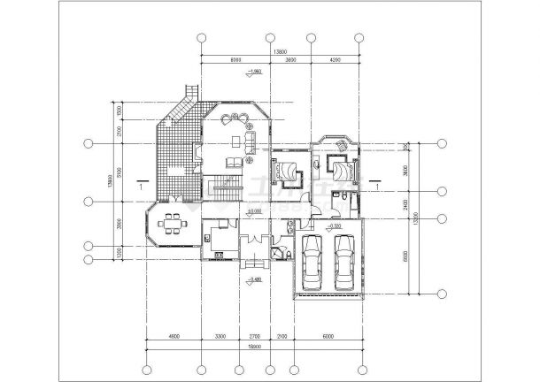 385平米2层框架结构单体别墅建筑CAD设计图纸（含地下室和效果图）-图一