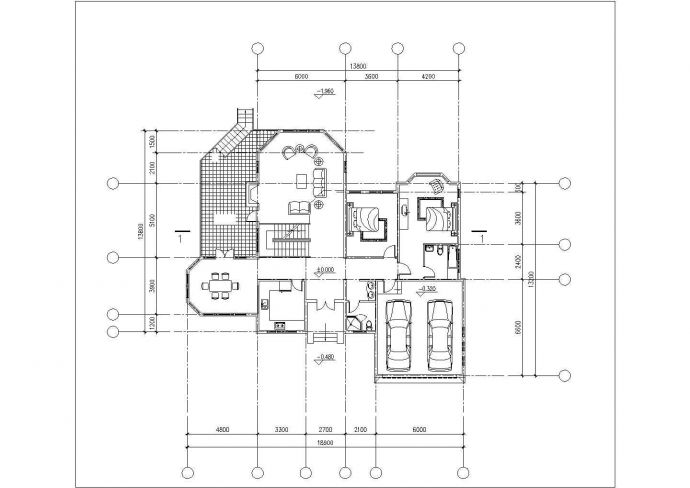 385平米2层框架结构单体别墅建筑CAD设计图纸（含地下室和效果图）_图1