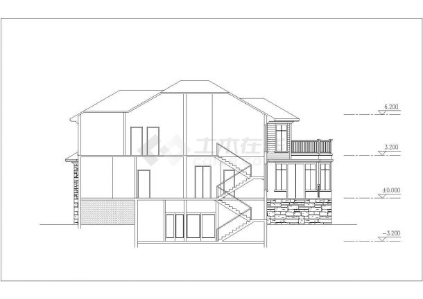 385平米2层框架结构单体别墅建筑CAD设计图纸（含地下室和效果图）-图二