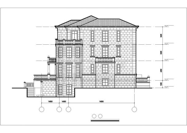 某三层框架剪力墙结构独栋别墅设计cad全套施工图含效果图-图一