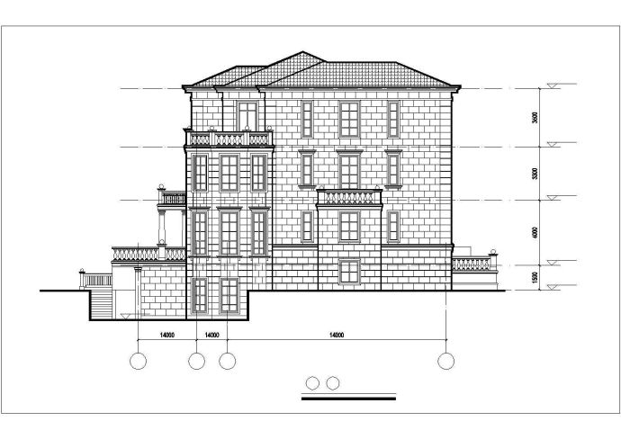 某三层框架剪力墙结构独栋别墅设计cad全套施工图含效果图_图1