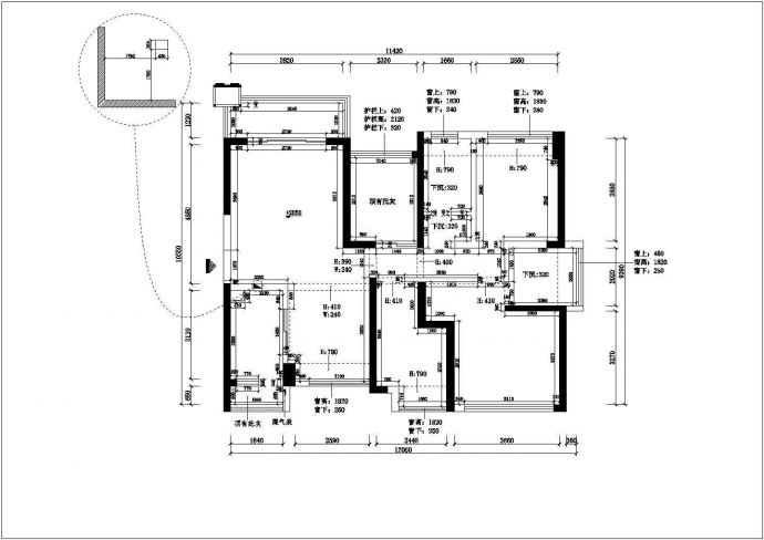 雅居乐中央公园某户型施工设计CAD图纸_图1