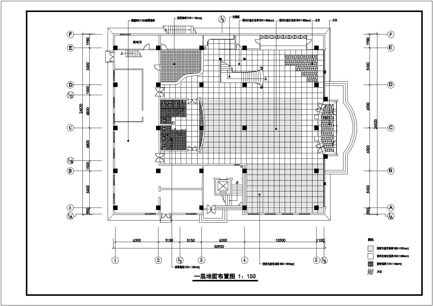 方塔东步行街某连锁中式餐厅装修设计CAD图纸