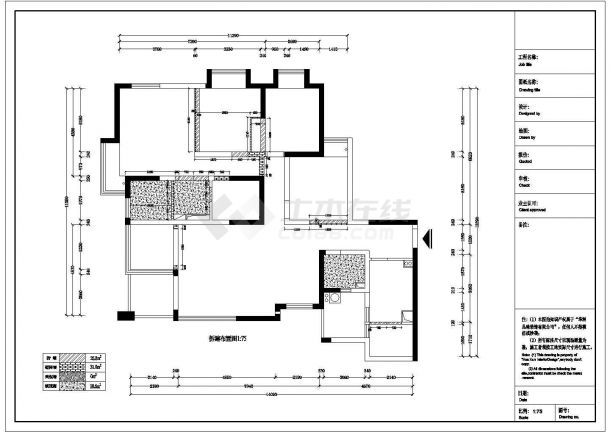 龙湖天街小区欧式（四房）施工设计CAD图纸-图二