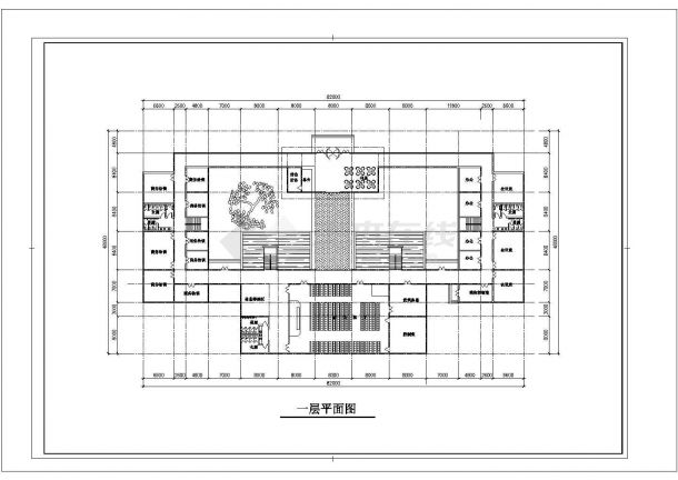 一层园林会所建筑方案CAD平面布置参考图-图二