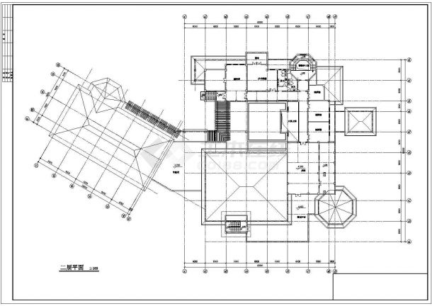 某地下1地上2层会所建筑施工cad图纸（70米乘以53米 ）-图二