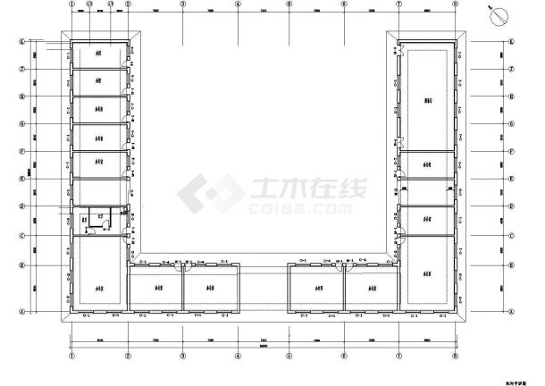 某900平三层办公楼建筑施工CAD图（自来水公司附属工程）-图二
