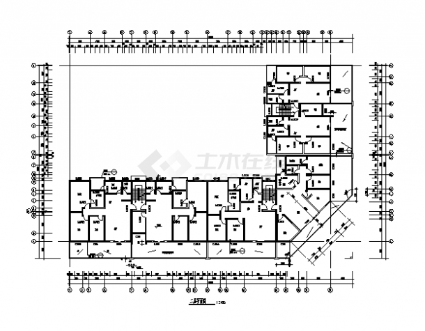 广州某6层L型商住楼建筑设计施工cad图纸（含说明）-图二