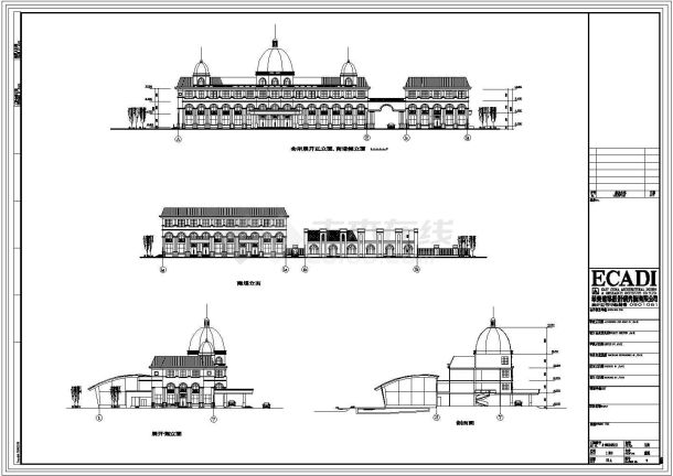 景苑花园小区会所设计cad建筑方案图（标注详细）-图二