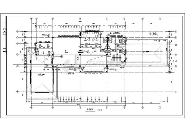 某二层带地下层框架结构会所设计cad全套建筑施工图-图二