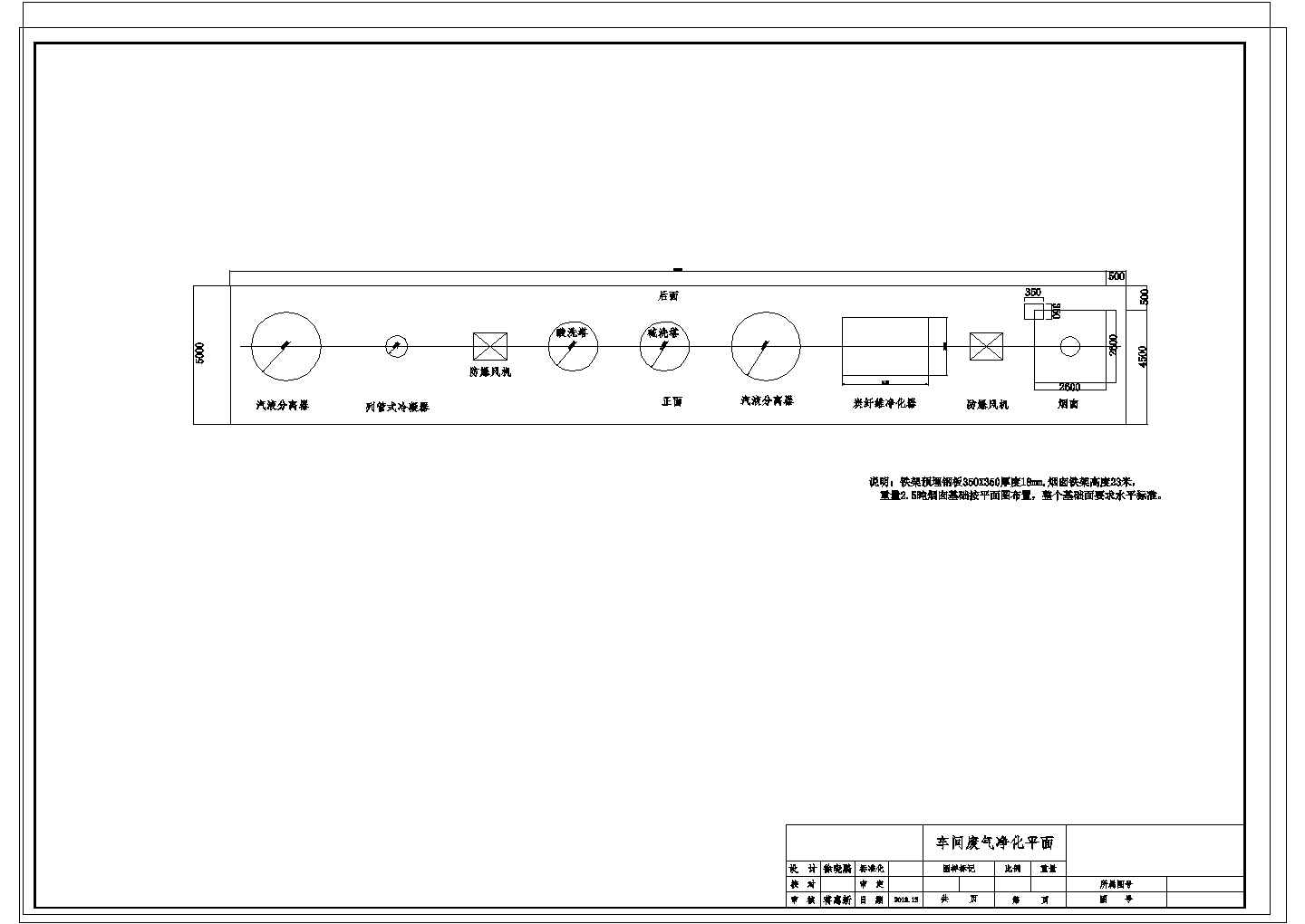 某化工厂废气净化站CAD设计节点工艺流程图