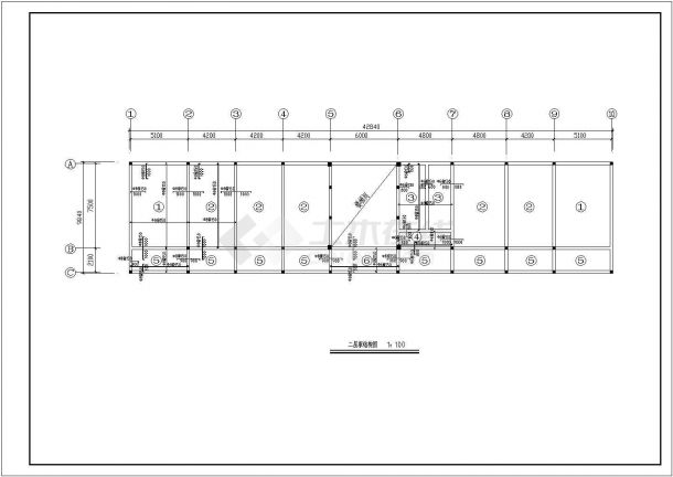 某地上三层公司办公楼建筑施工CAD图纸-图二