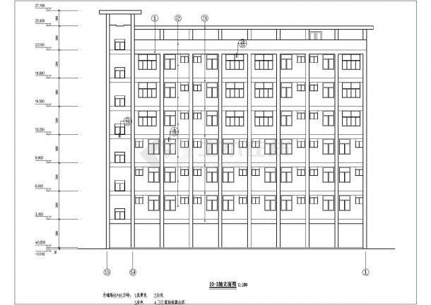 苏州某附属中学6层砖混结构教职工宿舍楼建筑设计CAD图纸（含天面层）-图二