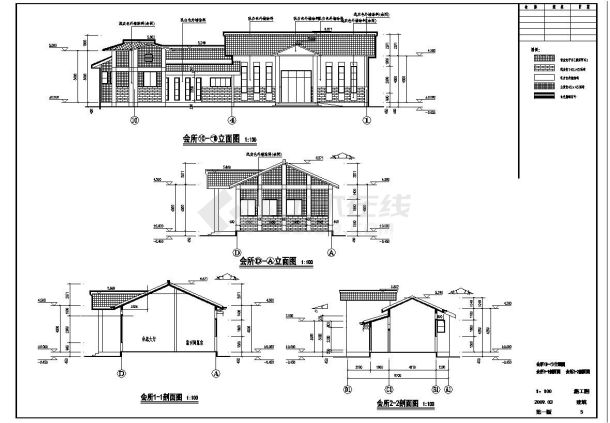 [都江堰]某住宅小区一层会所建筑cad图纸-图二