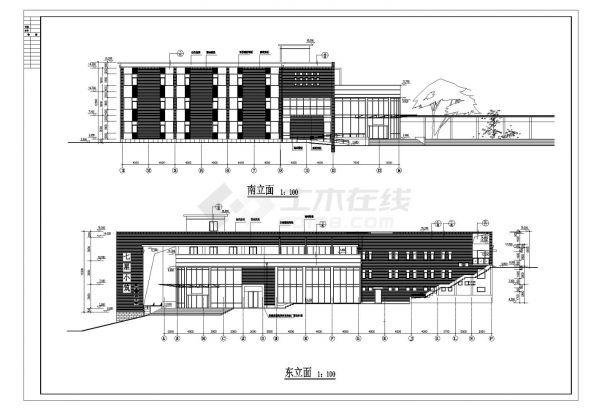 [北京市]某三层温泉会所建筑施工cad图纸-图二