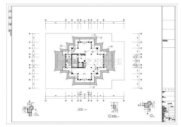 [广东]某九层塔式商业旅游建筑设计方案施工cad图纸-图二