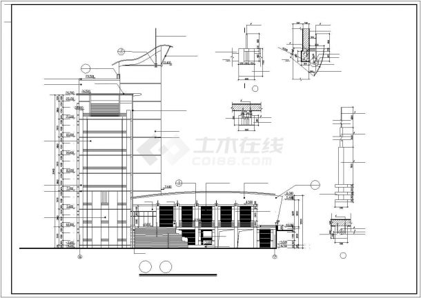 大连市某市政单位1万平米左右8层框架结构办公楼建筑设计CAD图纸-图二