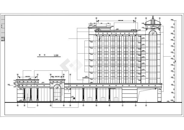 上海某金融单位1万平米11层框架结构办公楼全套建筑设计CAD图纸-图二