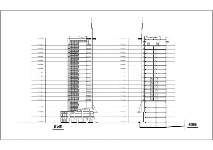 宜春市某科技信息中心1.7万平米19层框架结构心办公楼建筑设计CAD图纸_图1