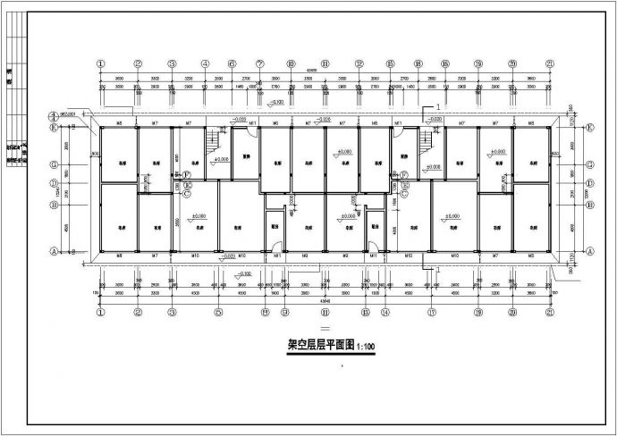 3600平米左右6+1层砖混结构住宅楼建筑设计CAD图纸（含夹层）_图1