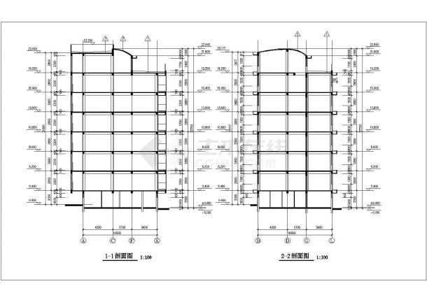 如皋市某小区3400平米6层砖混结构住宅楼全套建筑设计CAD图纸-图一