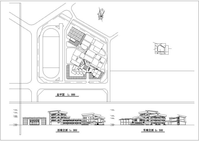 某多层中学建筑设计cad施工图_图1