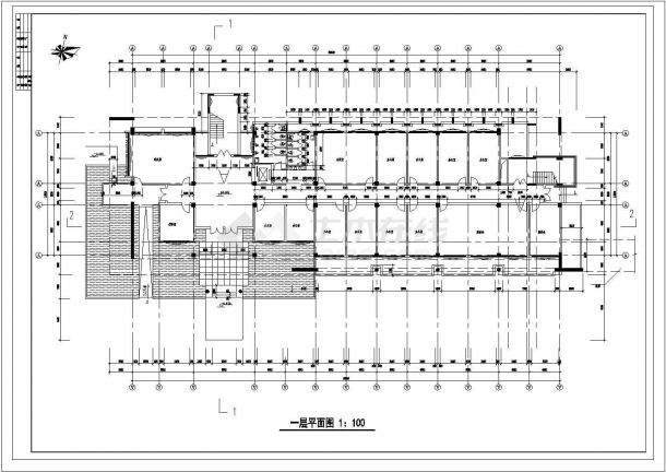 某学院行政办公楼CAD框架结构规划设计平面图-图二