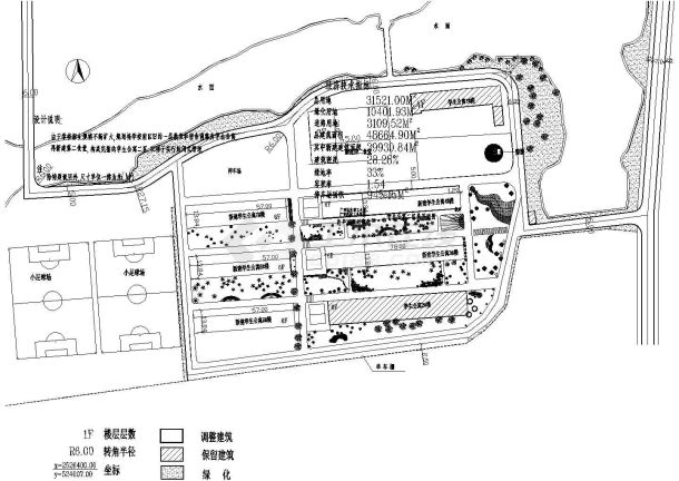 某学生公寓CAD景观设计绿化平面-图一