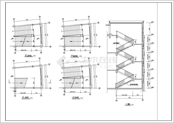 某少儿图书馆建筑CAD设计大样施工图-图一