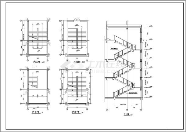 某少儿图书馆建筑CAD设计大样施工图-图二