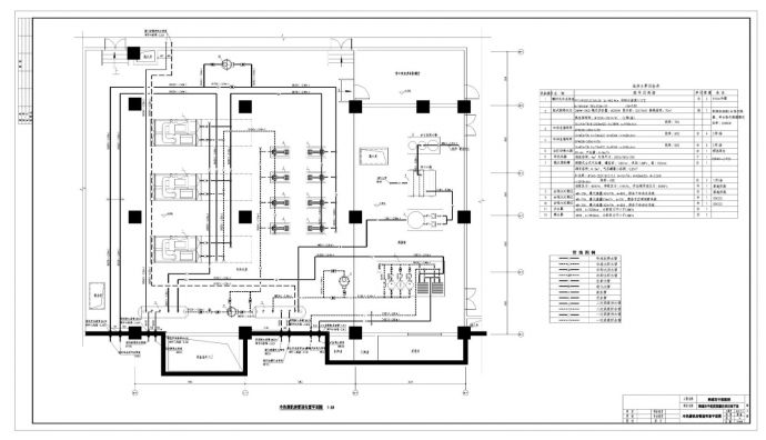 韩城市中医医院搬迁项目地下室制冷机房冷热源系统暖通施工CAD图_图1