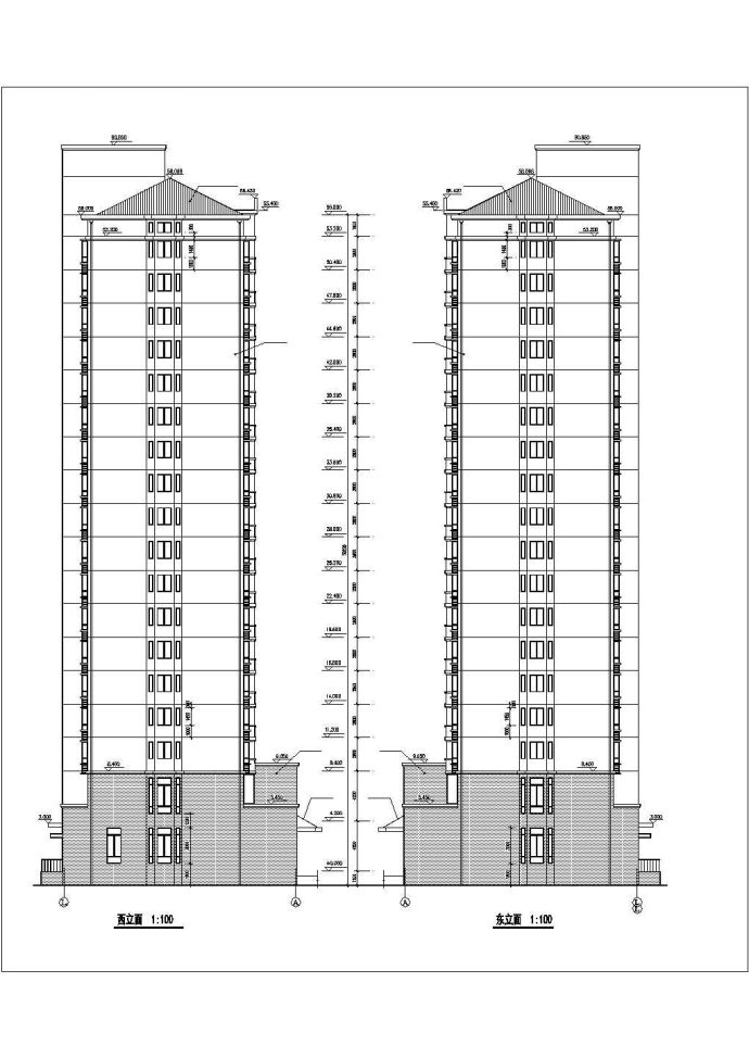 1.2万平米18+1层剪力墙结构商住楼建筑设计CAD图纸（1-2层商用）_图1