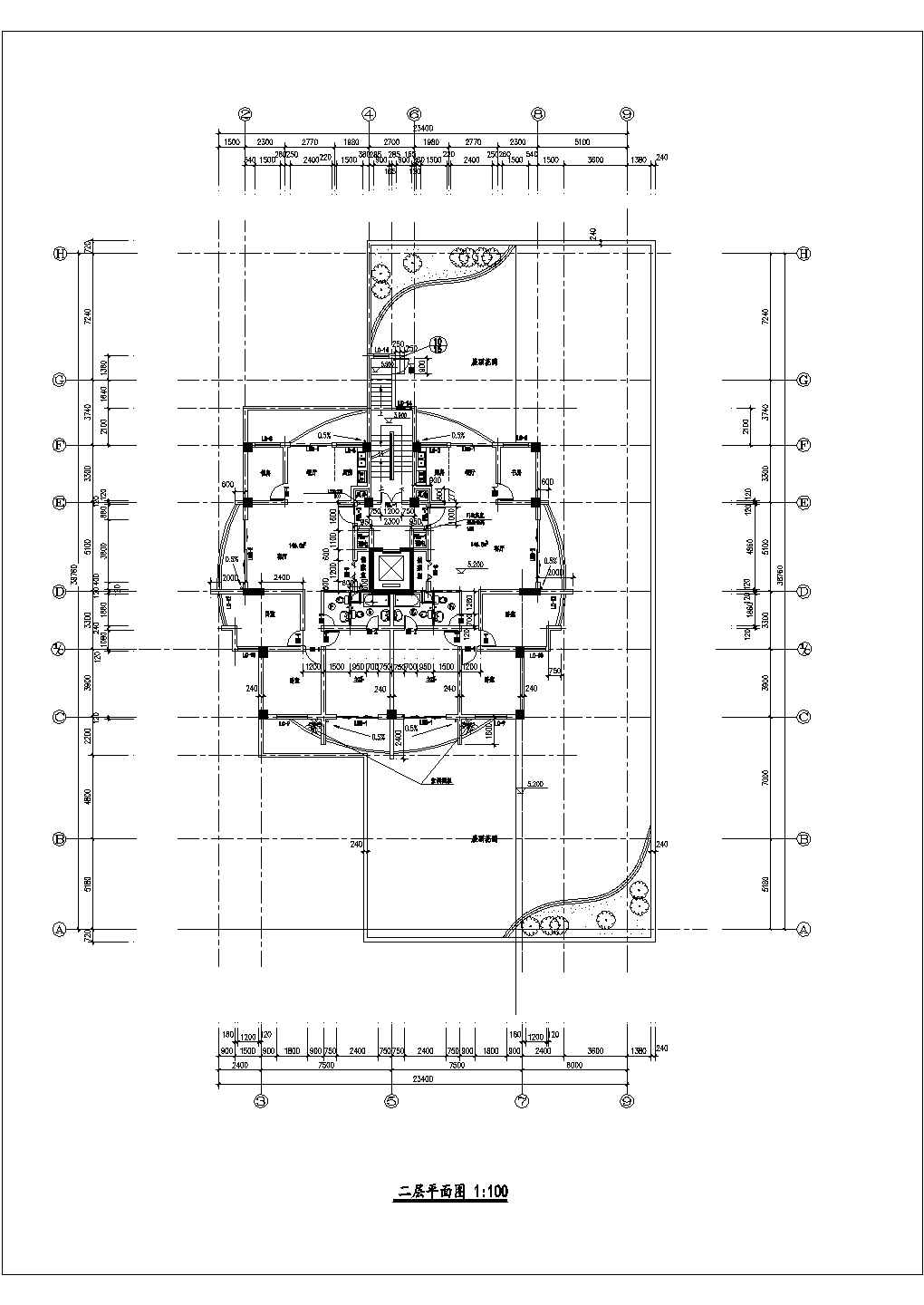 天津某小区17层商住楼全套平面设计CAD图纸（含地下室层/1-2层商用）