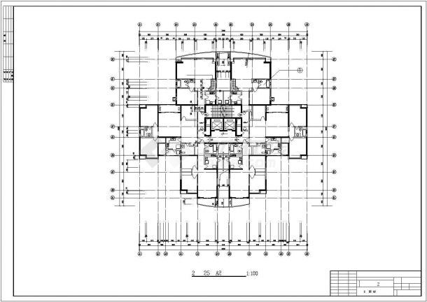 广州市某新建居住区四栋高层住宅楼全套平面设计CAD图纸-图二