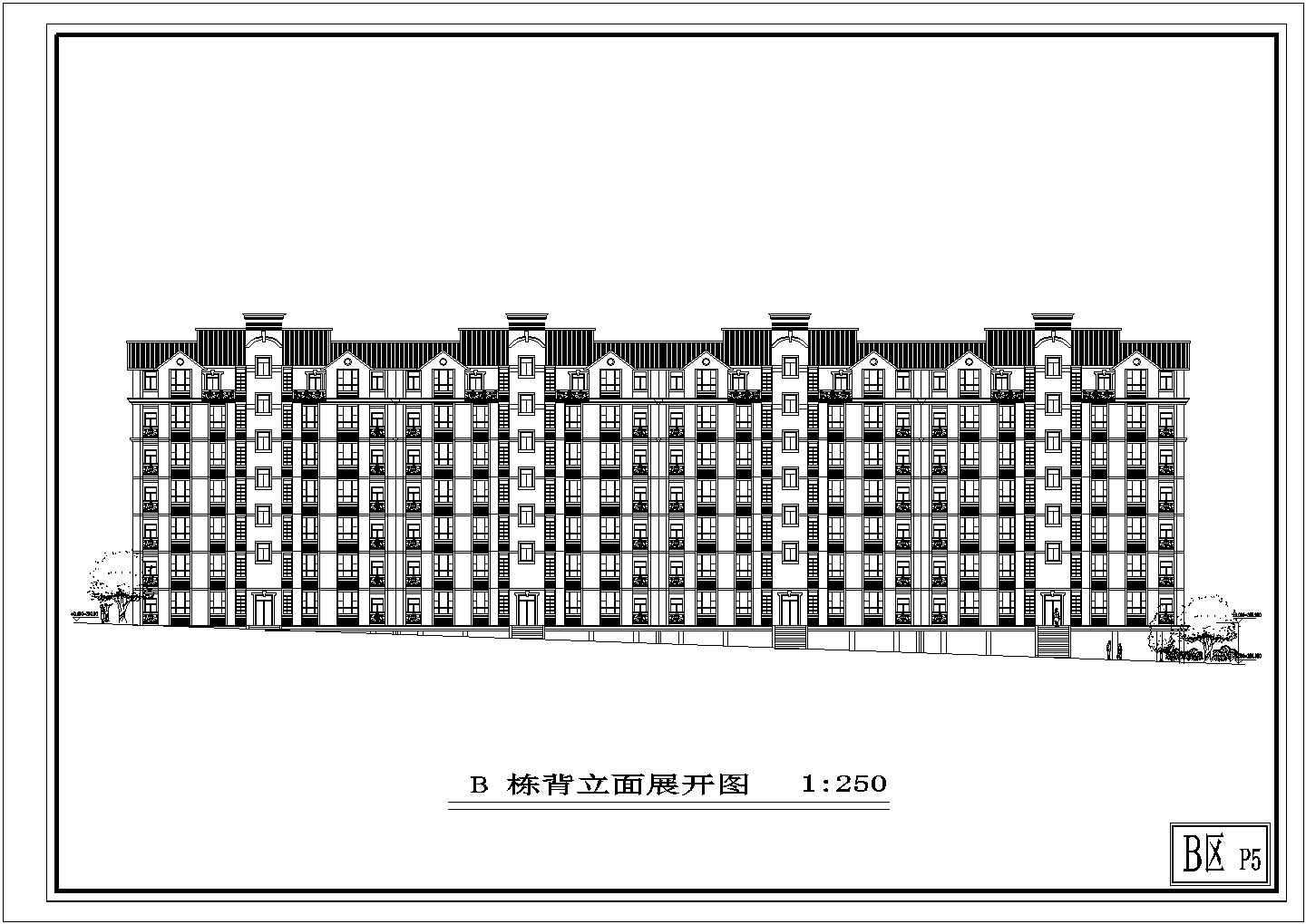 1.1万平米8层弧形框架结构住宅楼建筑设计CAD图纸（底层架空层）