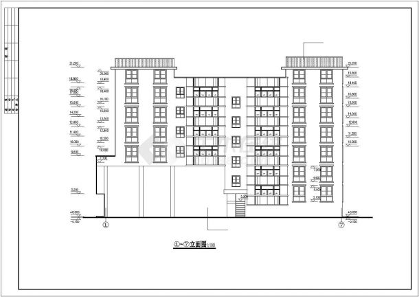 7100平米7层框架结构商住楼建筑设计CAD图纸（1-2层商用）-图二