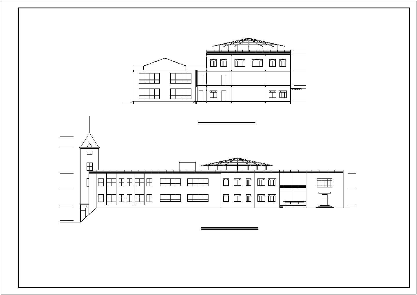 无锡市某商业街1900平米3层框架结构商务休闲会所建筑设计CAD图纸