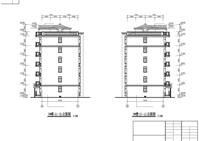 3700平米左右7层框混结构住宅楼建筑设计CAD图纸（含跃层）_图1