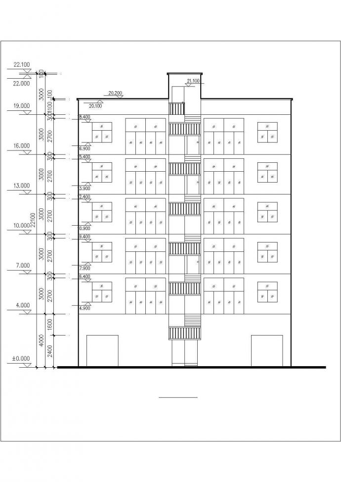1350平米六层混合结构商住楼建筑设计CAD图纸（底层商铺/1层2户）_图1