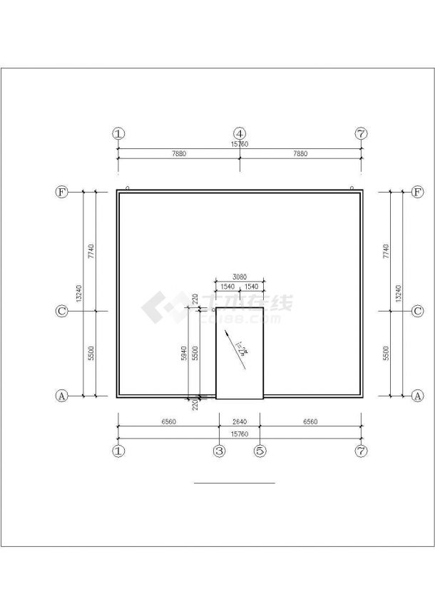 1350平米六层混合结构商住楼建筑设计CAD图纸（底层商铺/1层2户）-图二